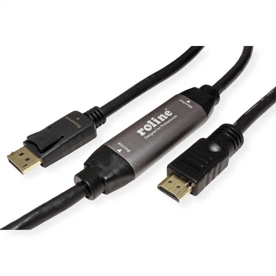 ROLINE DisplayPort Cable, DP - UHDTV, M/M, black, 10 m