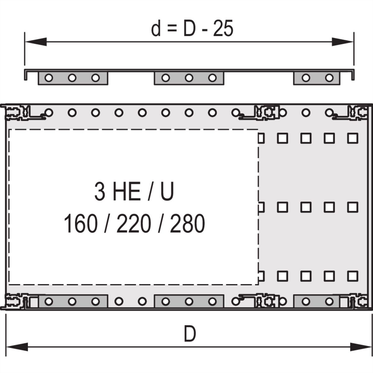 SCHROFF EuropacPRO Afdekplaat voor zijwandmontage, 42 pk, 235 mm