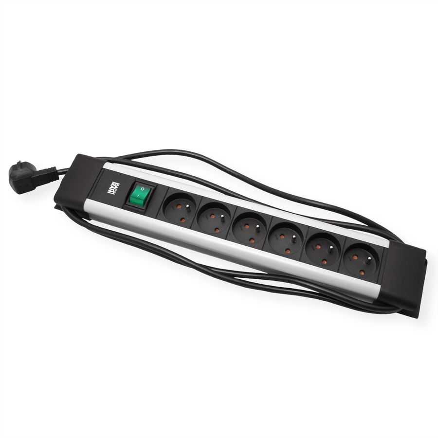 BACHMANN CONNECTUS 6xUTE, 1xSchalter 2,0m CEE7/7 Grau