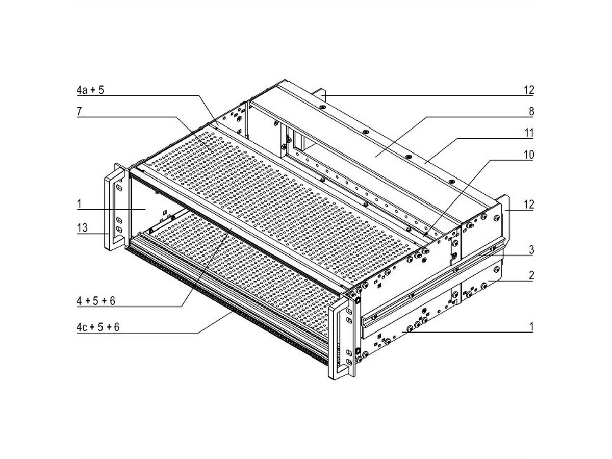 SCHROFF EuropacPRO 19" moduledrager voor rail, afgeschermd, SNCF, CompactPCI, 3 HE, 84 PK, 320 mm