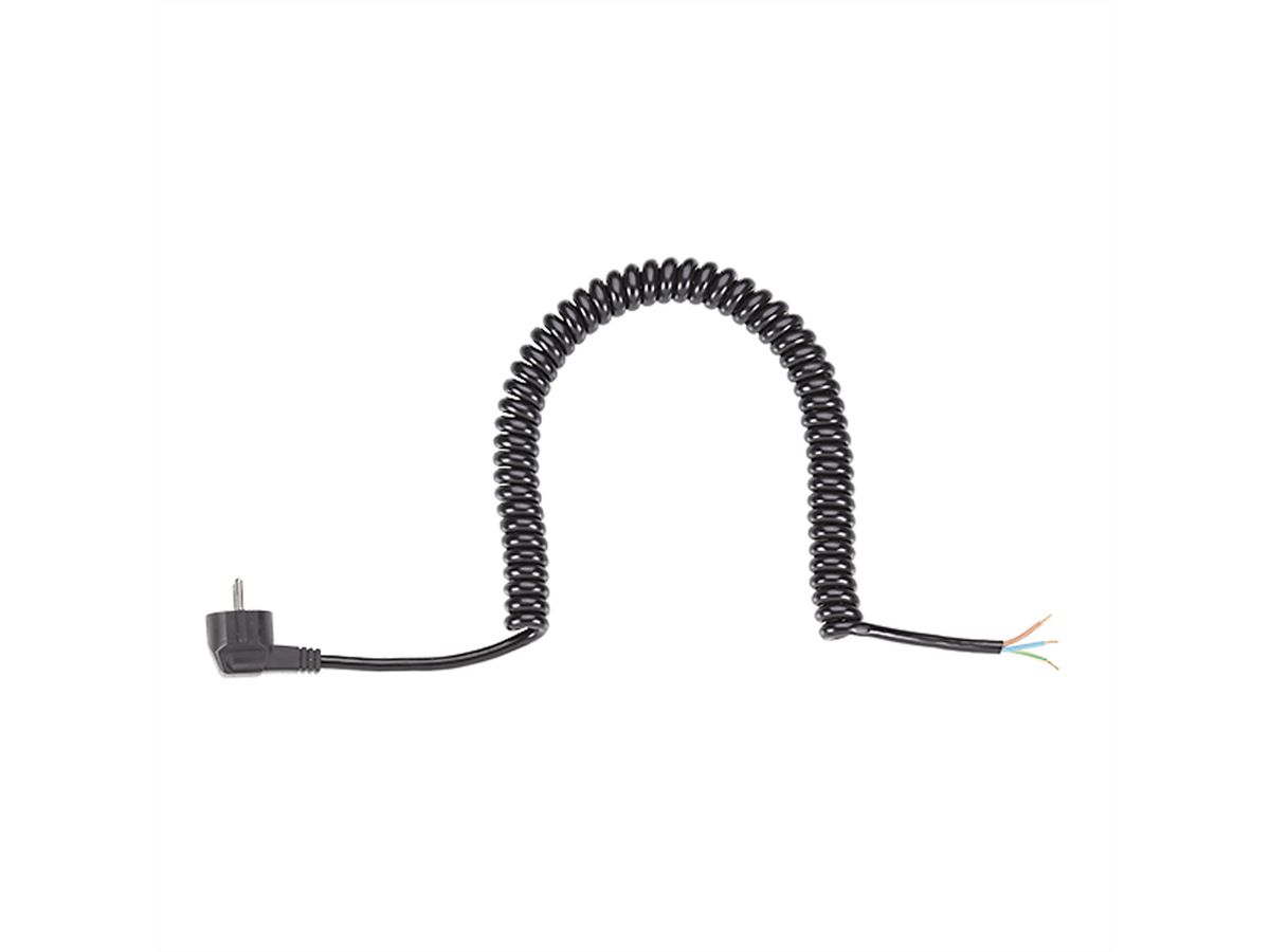 BACHMANN Wendelleitung 0,5-2m schwarz, H05VV-F 3G1,5mm² AEH/CEE7/7