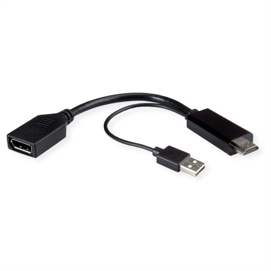 ROLINE 4K HDMI/DisplayPort Adapter, v1.2, HDMI Male - DP Female, Actief