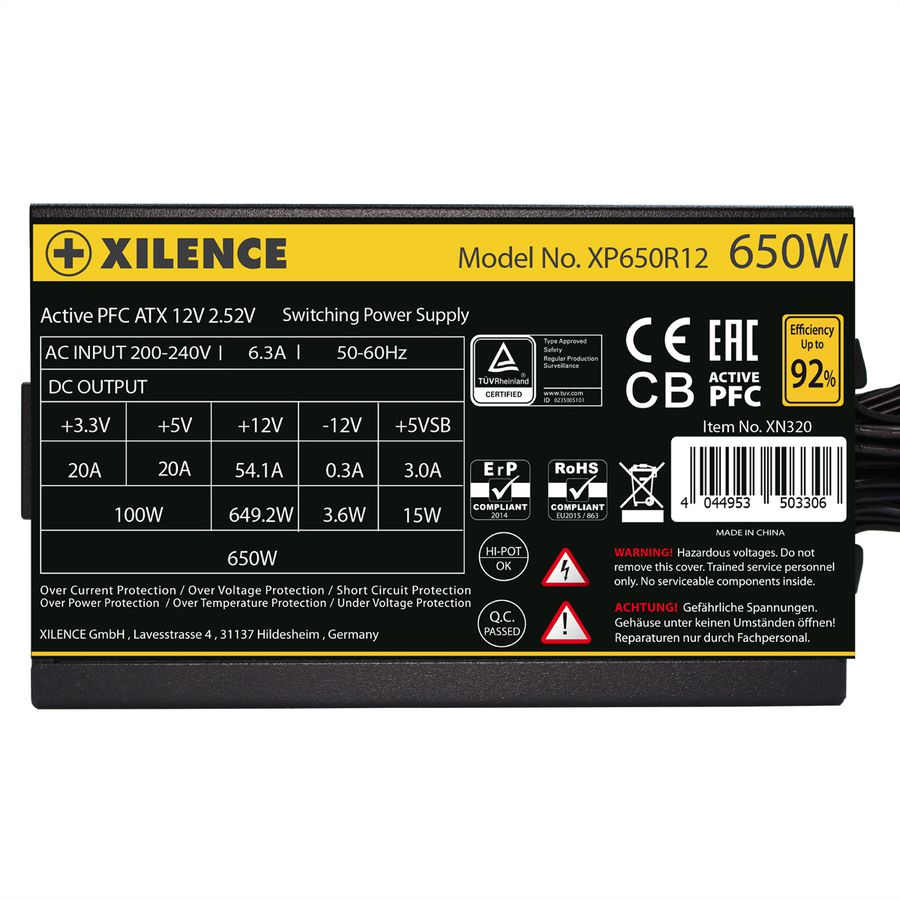 Xilence XP650R12 650W PC Power Supply, Meet 80+ Gold, Gaming, ATX
