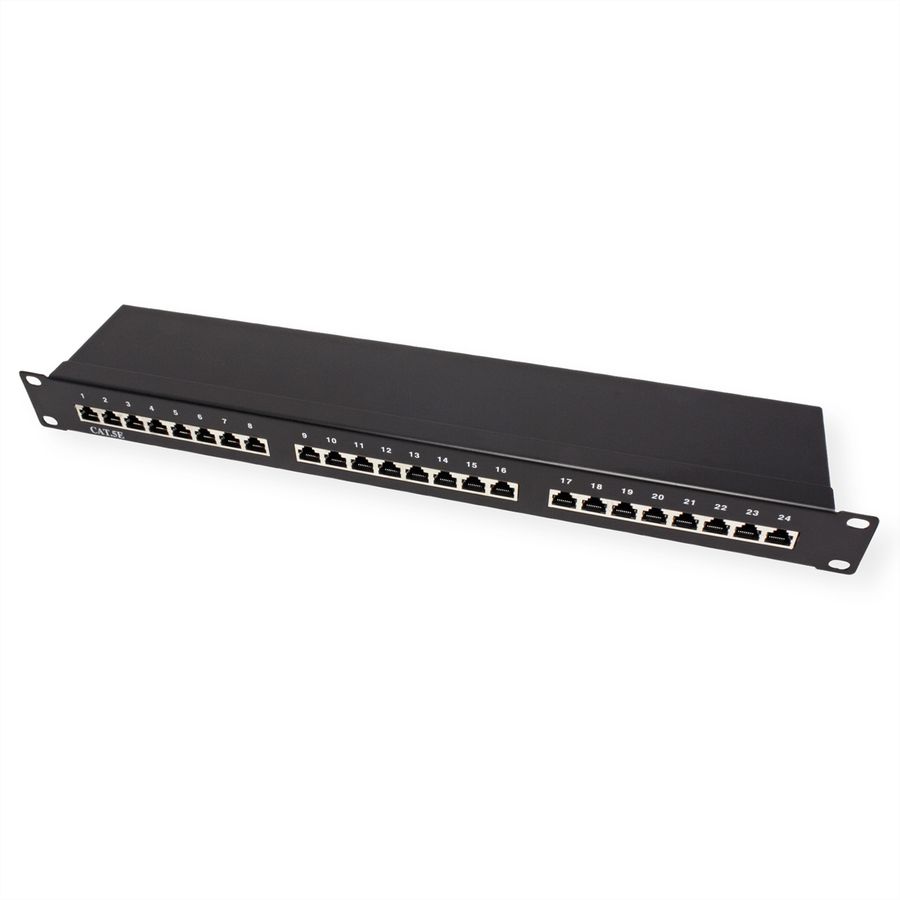 VALUE Cat.5e (Class D) 19" Patch Panel, 24 Ports, STP, black