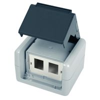 TELEGÄRTNER opbouwbehuizing IP44,75x86x58, grijs, met montage-inzetstuk voor 2xAMJ-module