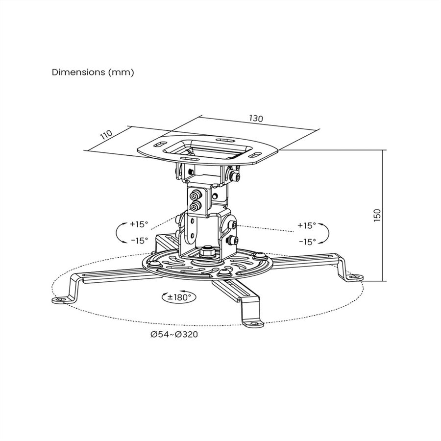 VALUE Universal Projector Ceiling Mount, up to 13.5 kg, black