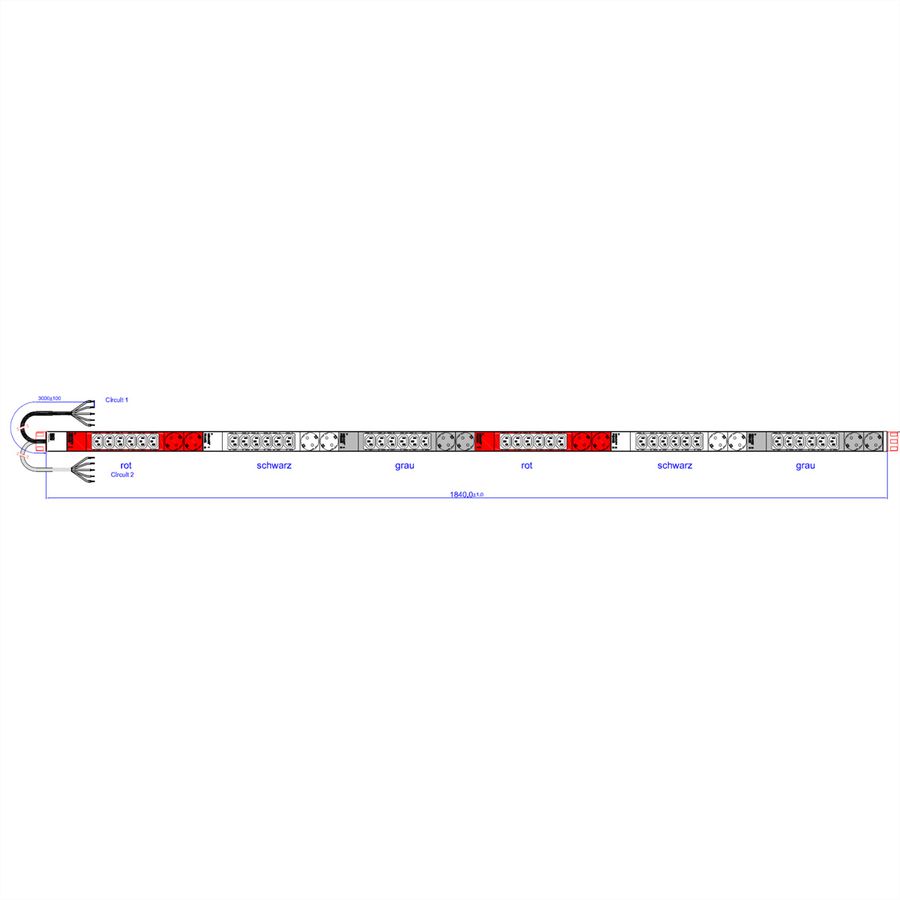 BACHMANN IT PDU ALU 0U 36x C13 12x earthing contact, fixed connection 2x 3x 32A