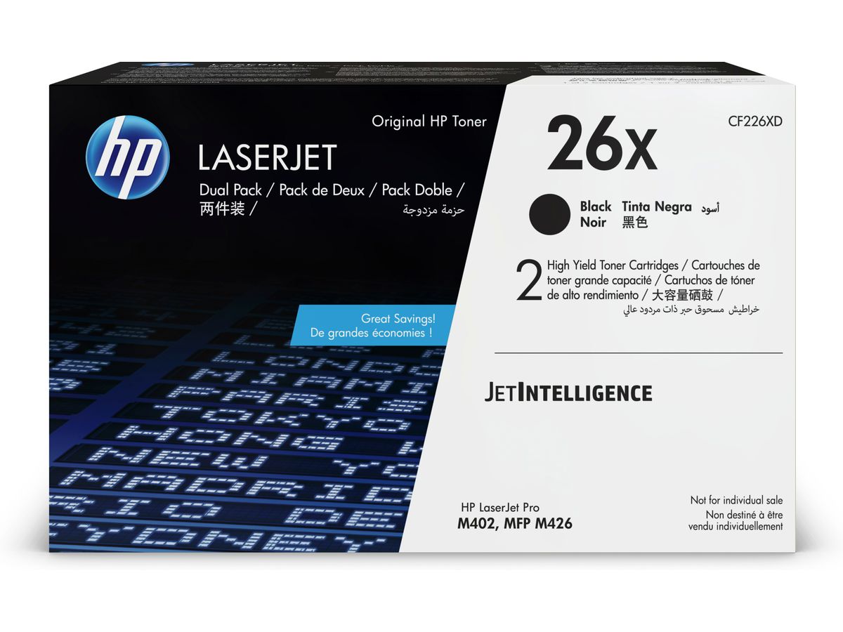 HP 26X originele high-capacity zwarte LaserJet tonercartridges, 2-pack