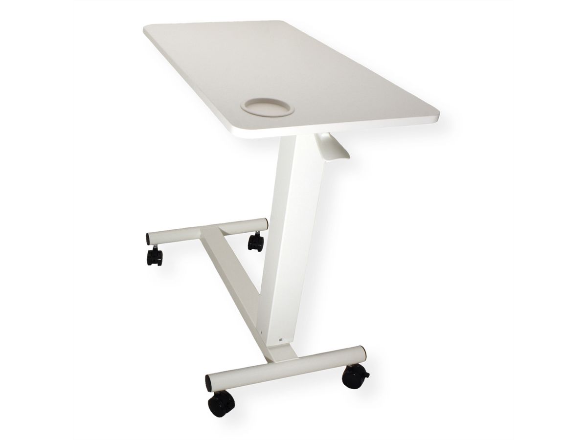 ROLINE Gas Spring Side Table / Workstation, height adjustable, white