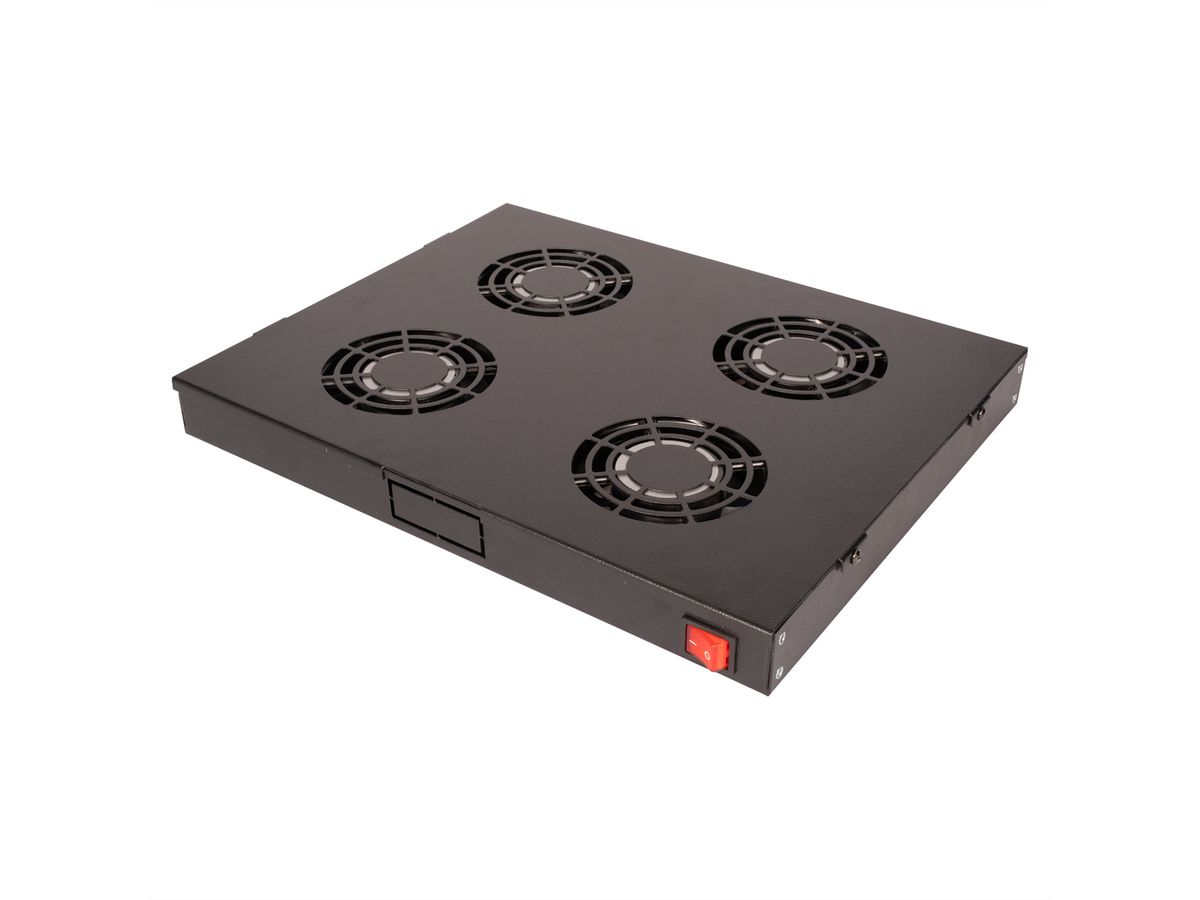 ROLINE 19" Fan unit with 4 fans, ON/OFF black