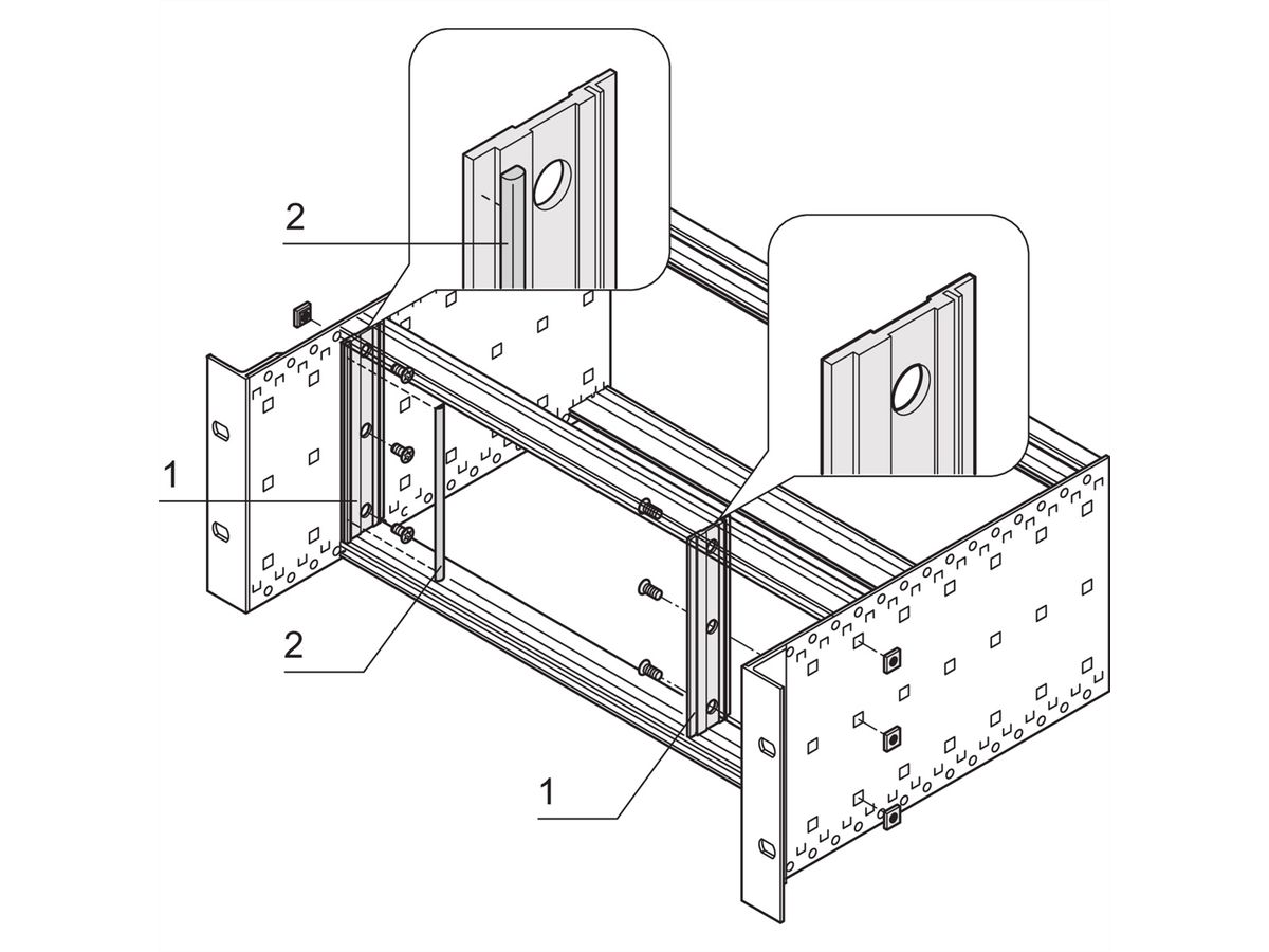 SCHROFF EMC-afschermingsset voorpaneel, textiel, voorpaneel naar zijpaneel, verzonken, 6 HE, EMC-DRAAGRAIL 6HE FPL-SW