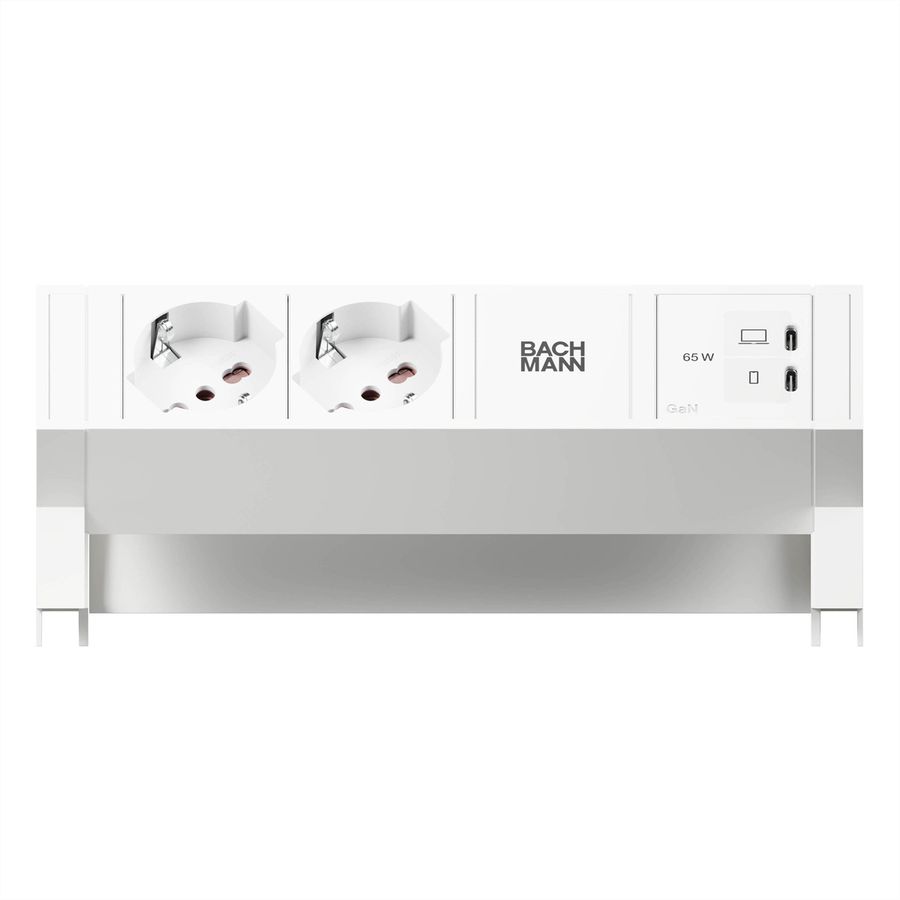 BACHMANN DESK2 white 2xP40, 1xUSB C/C 65W L=0,2m RAL9010