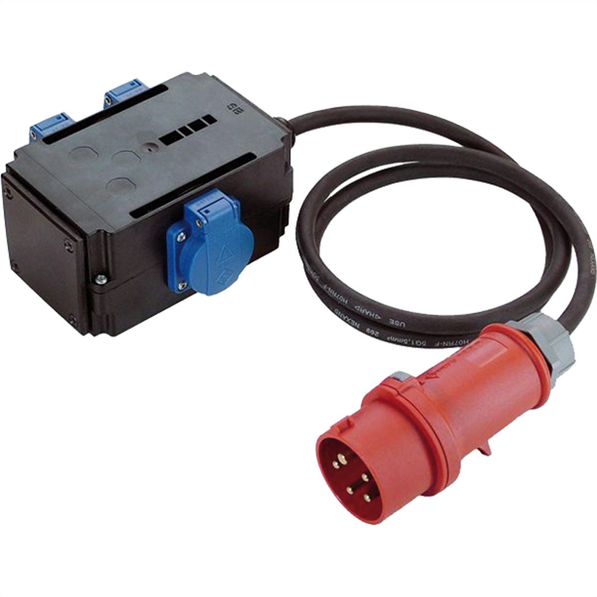 BACHMANN CEE adapter 16A 1Ph, 3x earthing contact IP44 1.5m