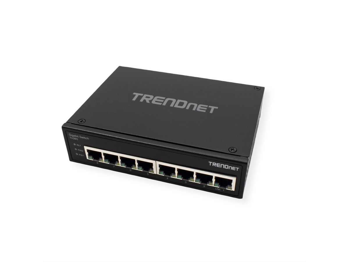 TRENDnet TI-G80 8-poorts geharde industriële gigabit DIN-rail switch