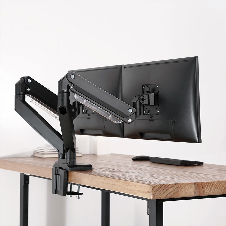 ROLINE Dual LCD Monitor Stand Pneumatic, Desk Clamp, Pivot, 5 Joints, max. 15 kg, up to 35"