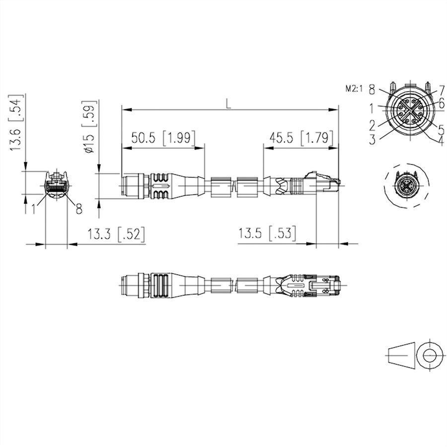METZ CONNECT Verbindungsleitung M12 ST-RJ45 ST, 8-pol X-kodiert, gerade-gerade, 5 m