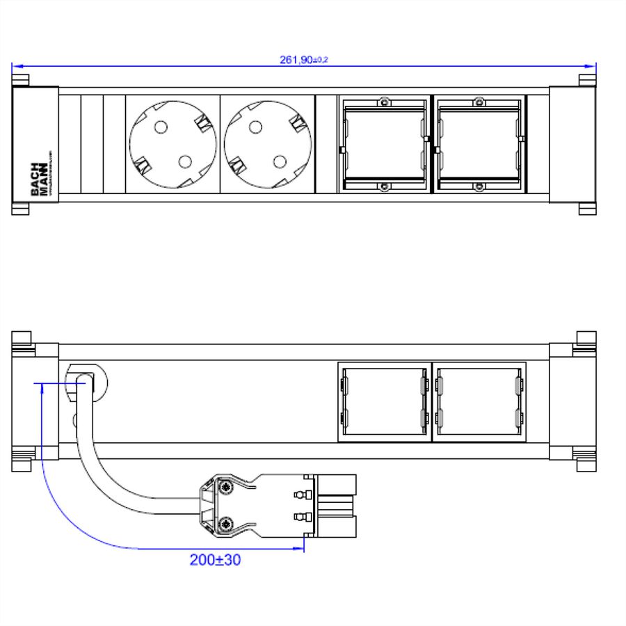 BACHMANN POWER FRAME Medium 2x earthing contact 2x ABD