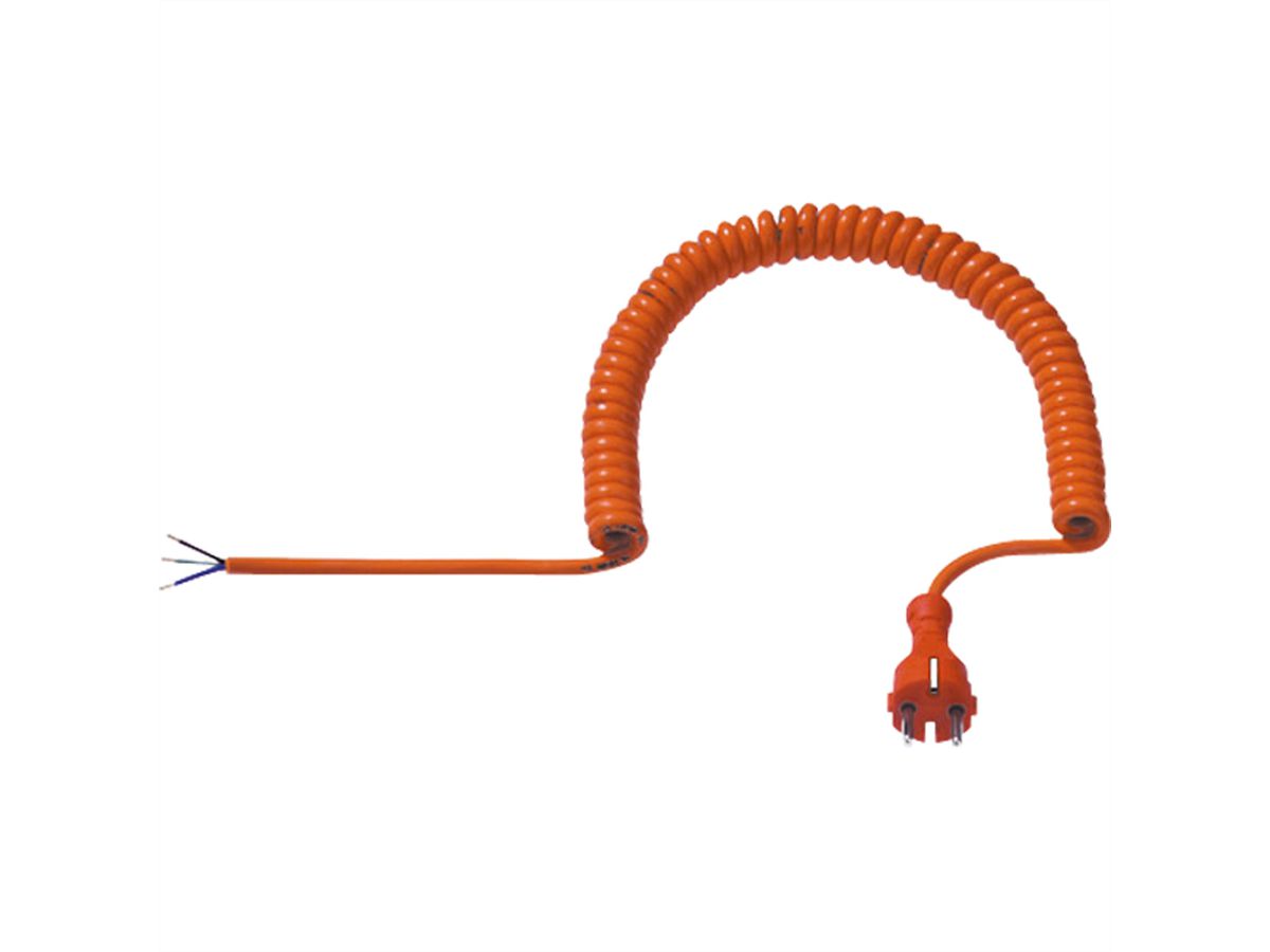 BACHMANN coiled cable Orange 0.5-2.5m, H07BQ-F 3G1.50