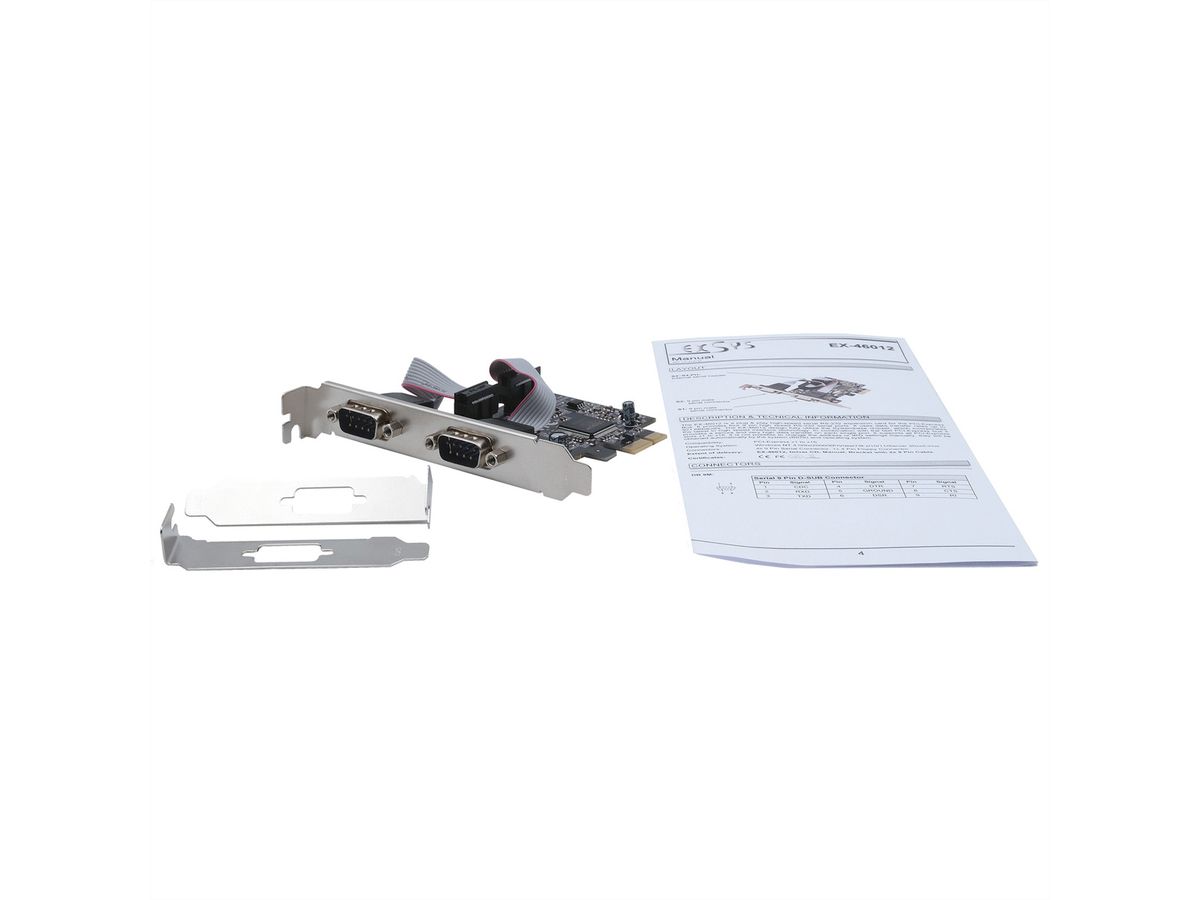 EXSYS EX-46012 2S seriële RS-232 PCIe kaart