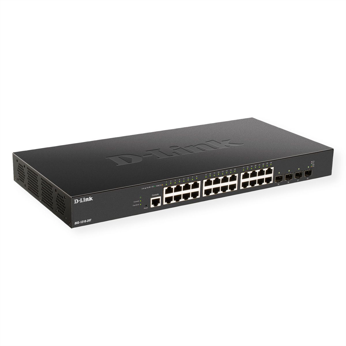 D-Link DXS-1210-28T Smart Managed Switch, 24x 10G Base-T + 4 x 10G/25G SFP28 Poorten