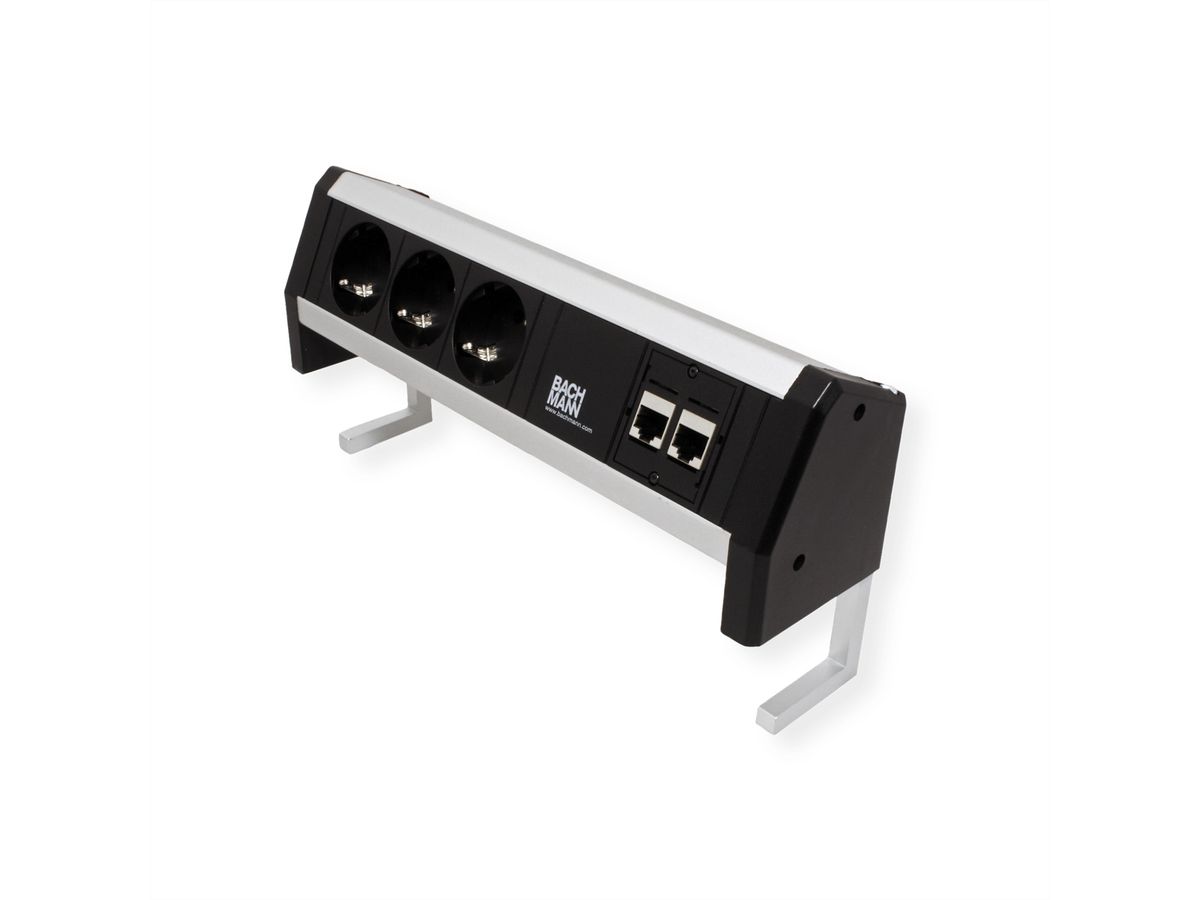 BACHMANN DESK 3x earthing contact, 2x CAT6