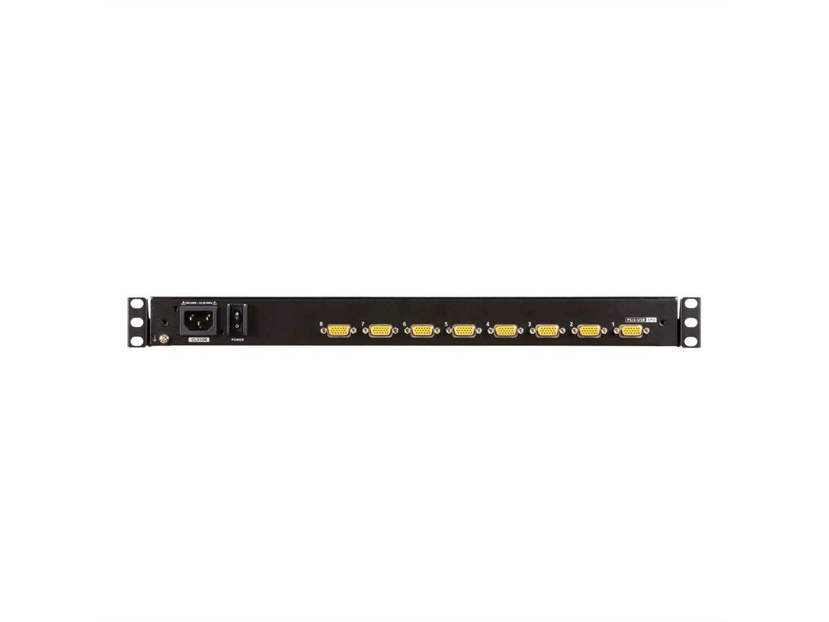 ATEN CL3108NX KVM switch, 18,5 inch TFT, VGA, PS/2-USB, 8 poorten, Duitse toetsenbord indeling