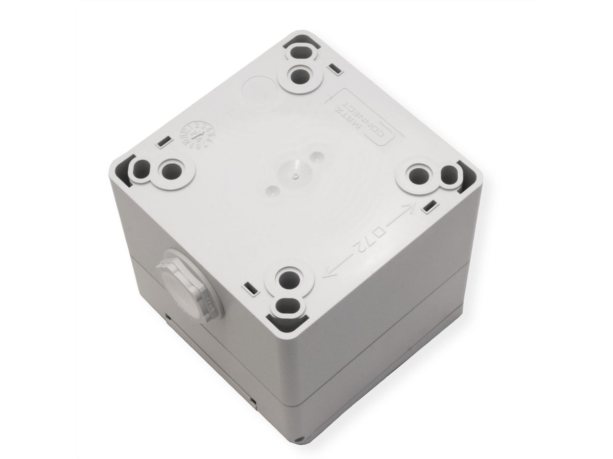 METZ CONNECT IP44 surface-mounted module housing, hinged cover & lock, 2 port unequipped for Keystone, grey