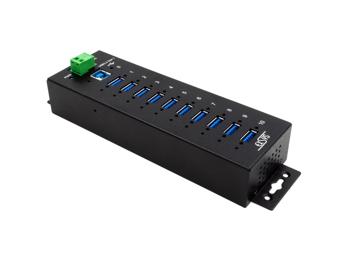 EXSYS EX-1580SHMVS Managed, Netzwerk-teilbarer 10-Port USB 3.2 Gen 1 Metall HUB, 15KV ESD Schutz