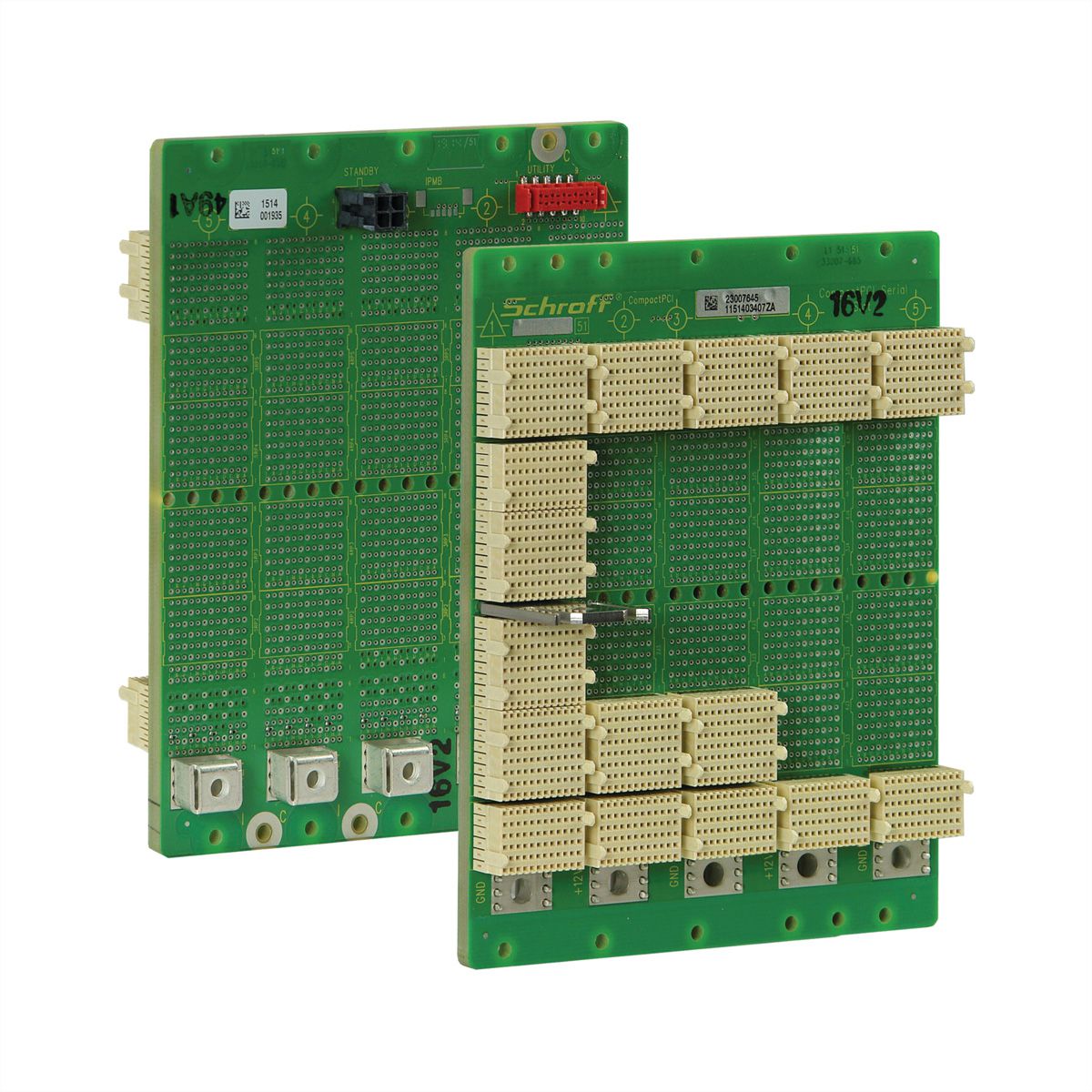 SCHROFF CPCI seriële backplane, 3 HE, 5 sleuven, systeemsleuf links, full-mesh, zonder RIO