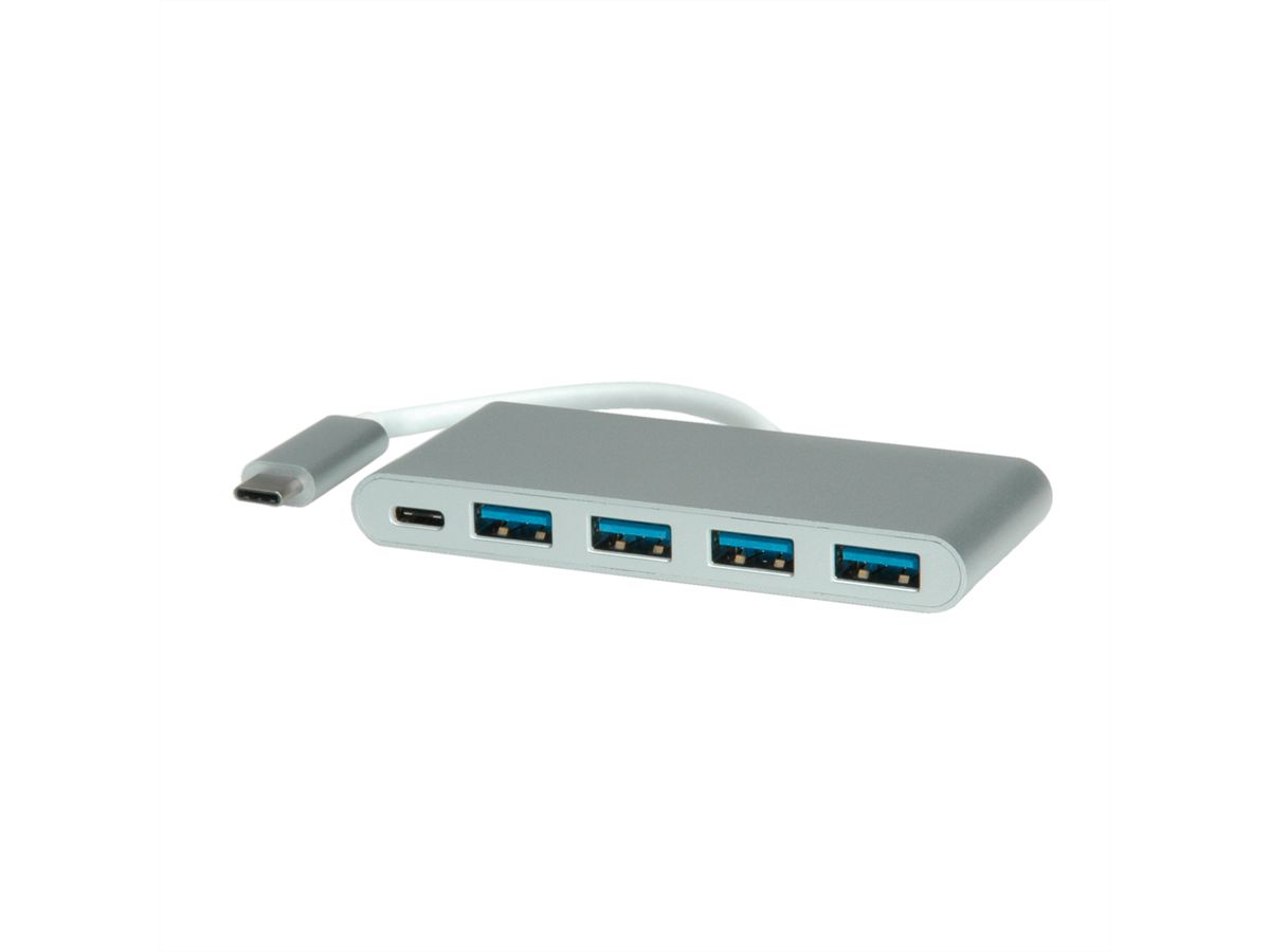 ROLINE USB 3.2 Gen 1 Hub, 4-voudig, type C aansluitkabel met 1 PD Port