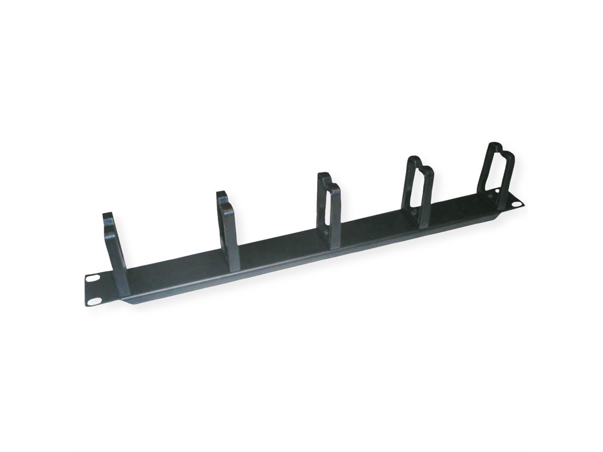 VALUE 19" 1U Cable Management Plate, C-Type, 5 Hooks, black