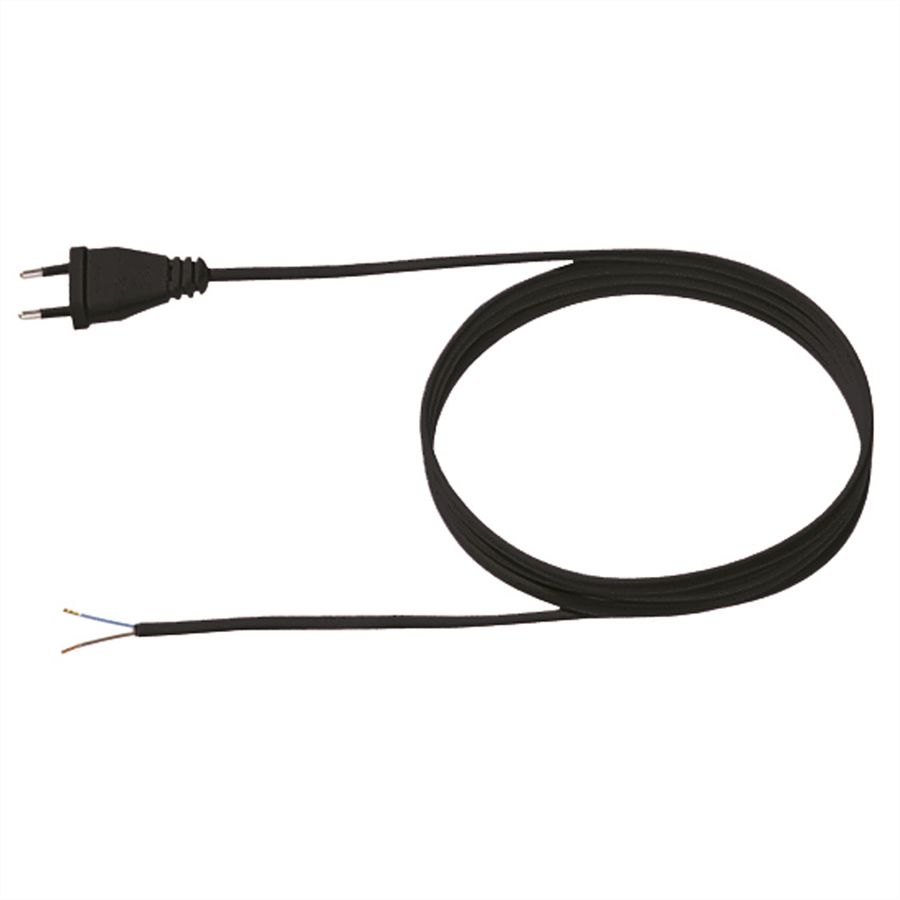 BACHMANN supply cable 2x0.75 3m black, H03VVH2-F Euro plug unpacked
