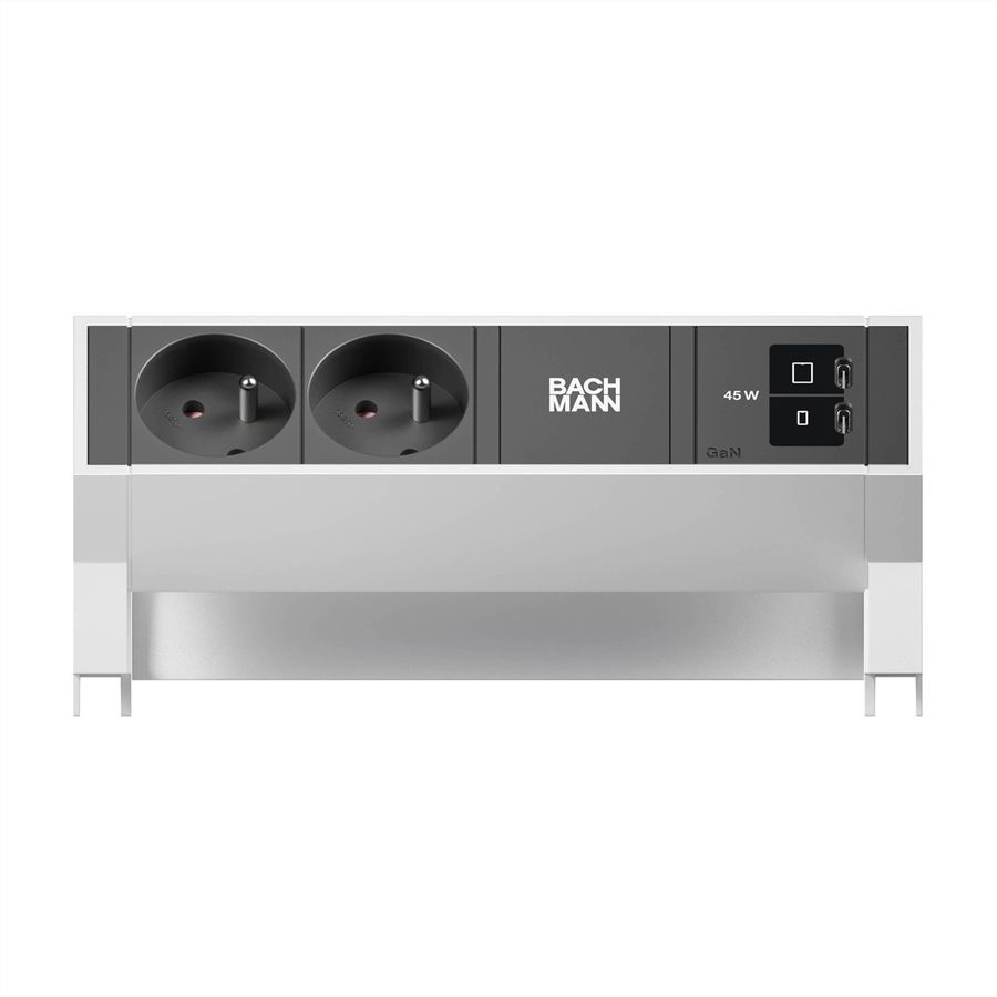 BACHMANN DESK2 2xUTE 1xUSB C/C 45W, L=0,2m INOX