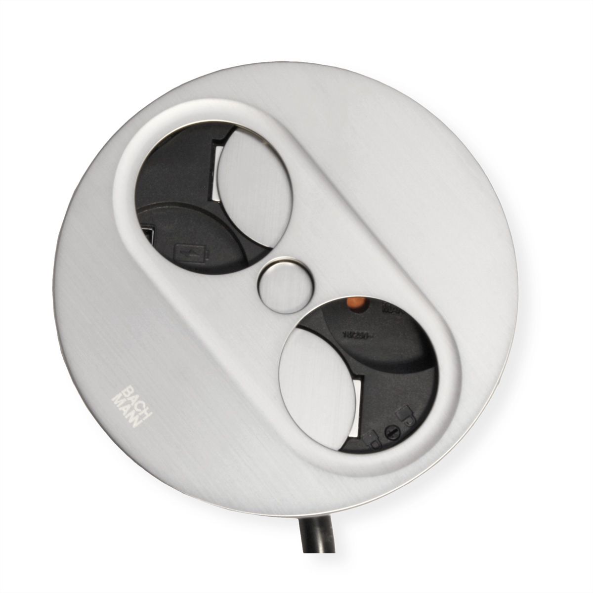 BACHMANN TWIST 2 1xUTE 1xUSB A/C 22W 2.0m AEH stainless steel look round
