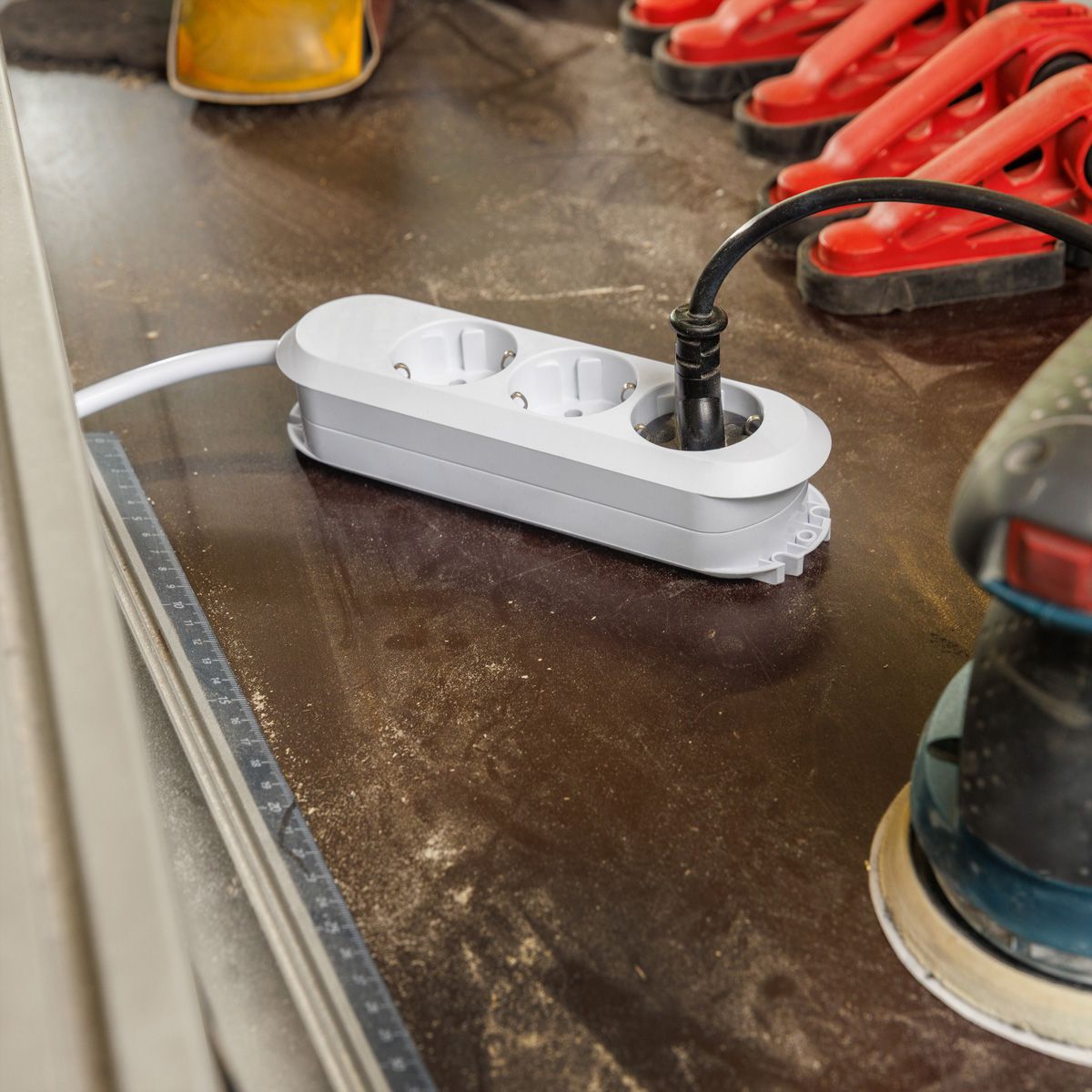 BACHMANN SMART stekkerdoos 3x geaard contact, geklonken, wit, 5 m