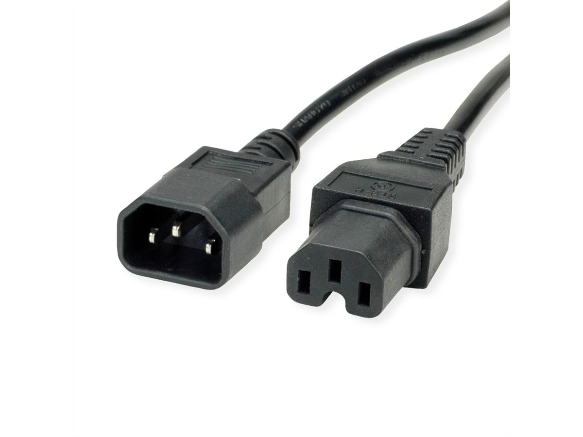 VALUE Power Cable IEC320/C14 Male - C15 Female, black, 1 m