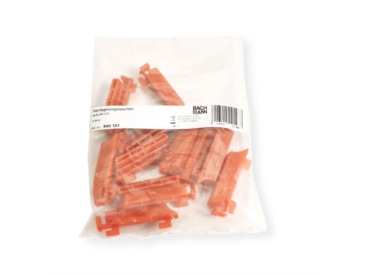 BACHMANN PDU borgclips, voor C13 aansluitingen, rood