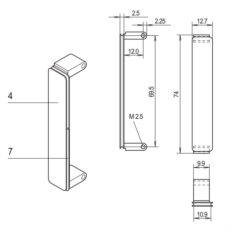 SCHROFF PMC Mezzanine frontplaat, onbehandeld, met EMC afscherming, Al, geanodiseerd, 1 stuk