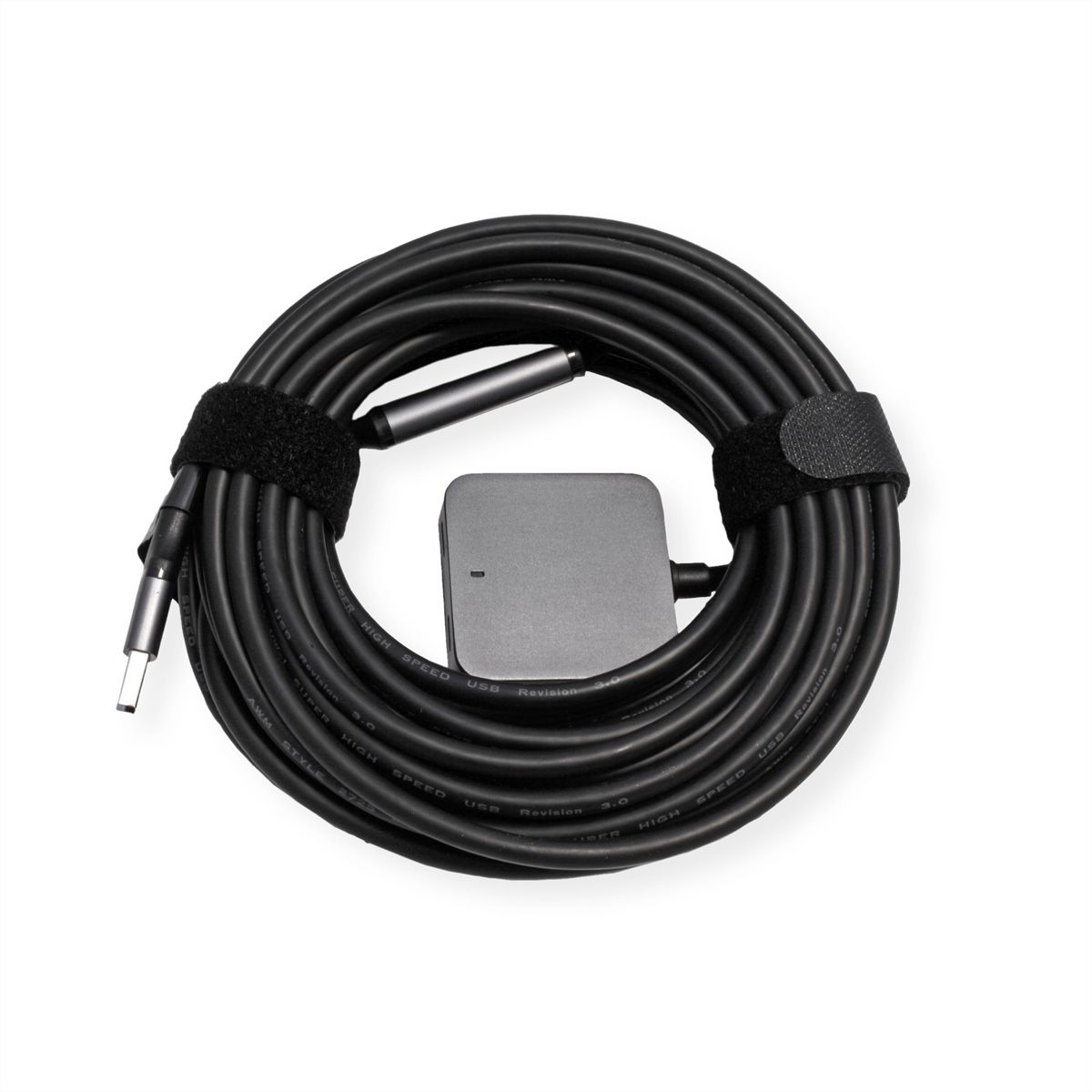 VALUE USB 3.2 Gen 1 Hub, 4 poorten (2x USB-A + 2x USB-C), met verlengkabel, zwart, 10 m