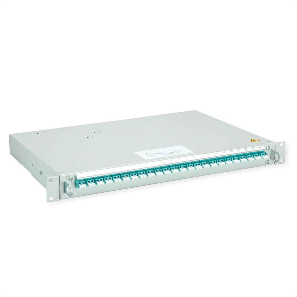 TELEGÄRTNER PROFI V LWL-Panel mit Kupplungen, 24x LC Duplex, türkis, OM3