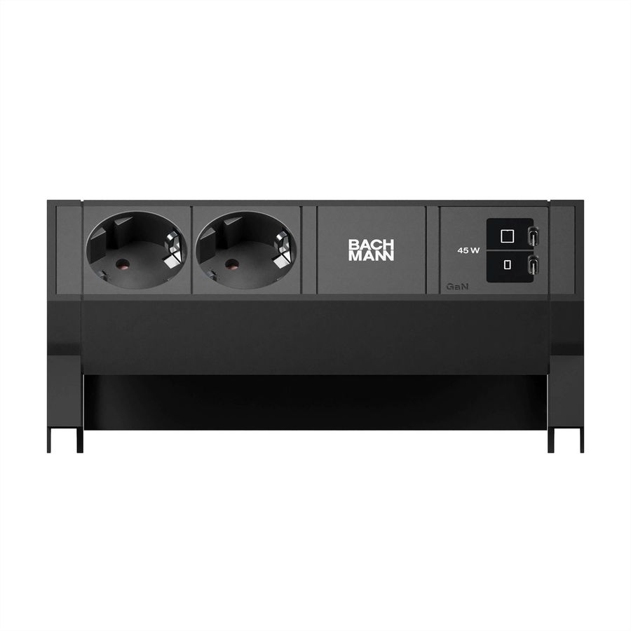 BACHMANN DESK2 2xCEE7/3 1xUSB C/C 45W, L=0.2m RAL9005