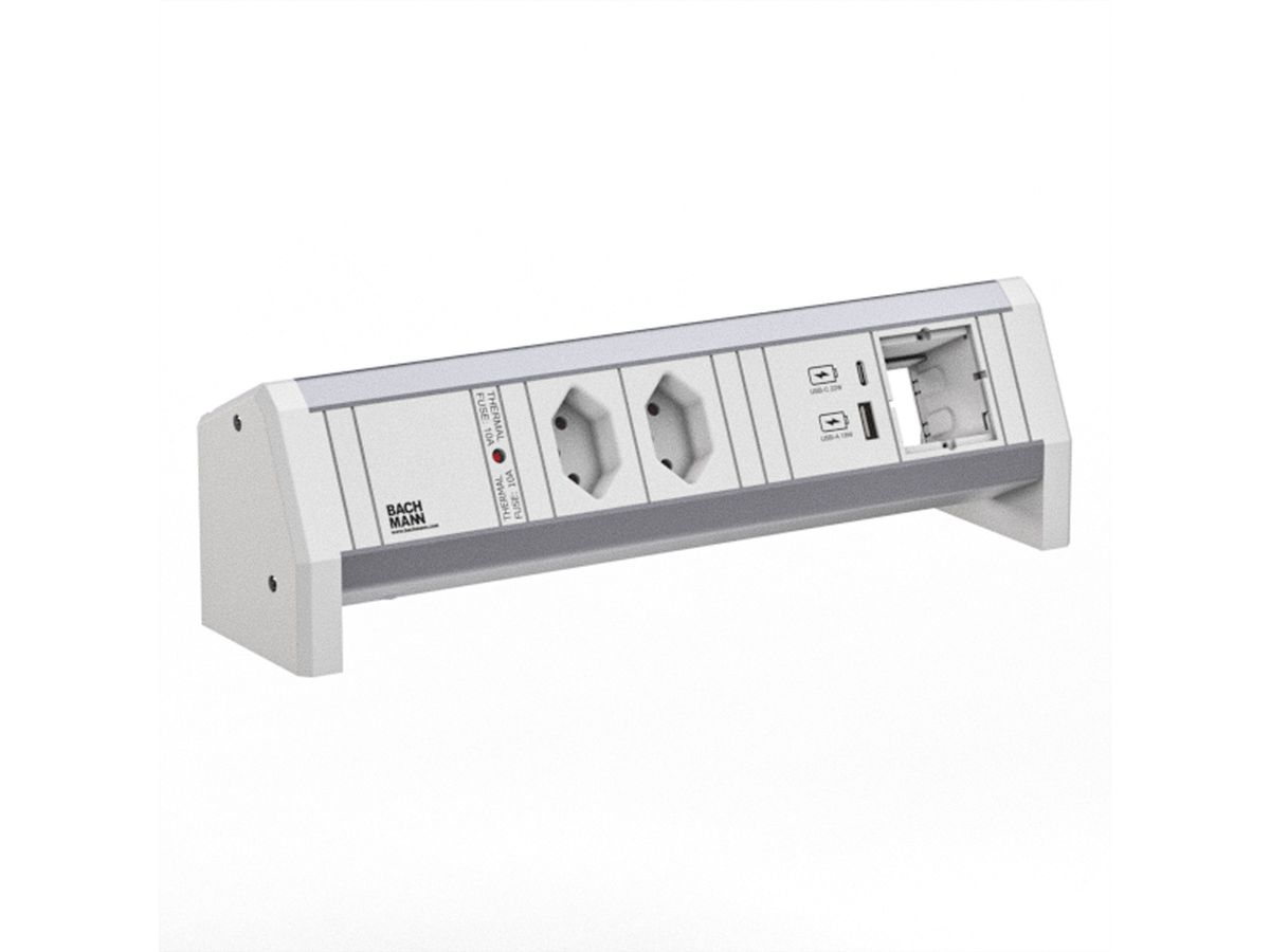 BACHMANN DESK 2xCH T13 1xUSB A/C 22W 1xCM GST18 RAL9010