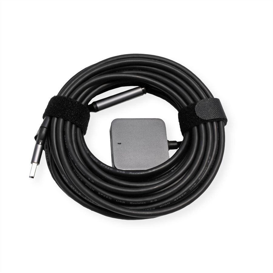 VALUE USB 3.2 Gen 1 Hub, 4 poorten (2x USB-A + 2x USB-C), met verlengkabel, zwart, 10 m