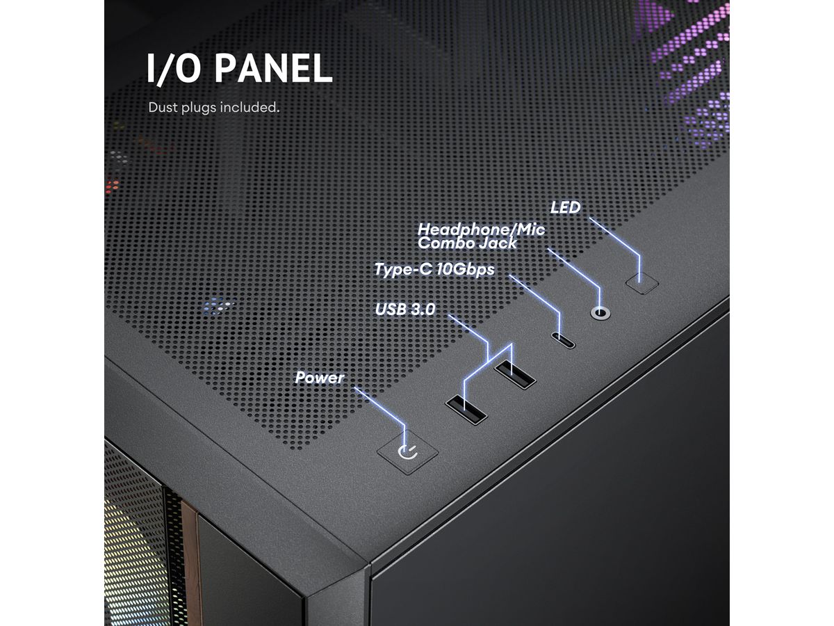 ANTEC FLUX Rear ATX/Micro-ATX/ITX Midi Tower PC Case, black