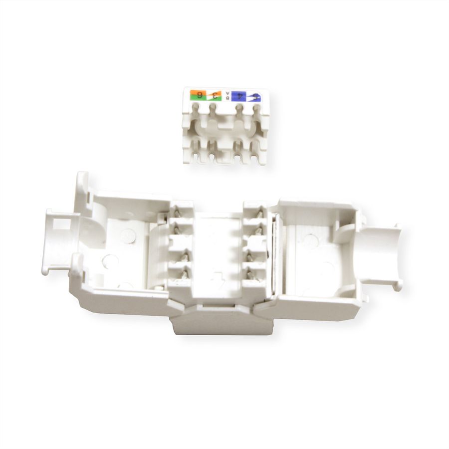 VALUE Cat.6A (Class EA) Keystone, RJ-45, onafgeschermd, zilver, zonder gereedschap, wit