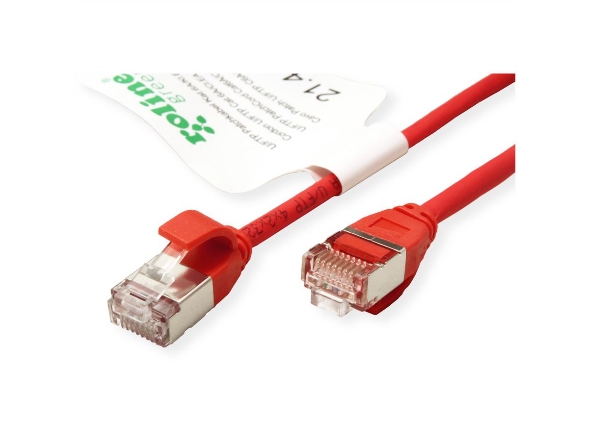 ROLINE GREEN F/UTP DataCenter Patchkabel Cat.6A (Class EA), LSOH, extra dun, rood, 0,15 m