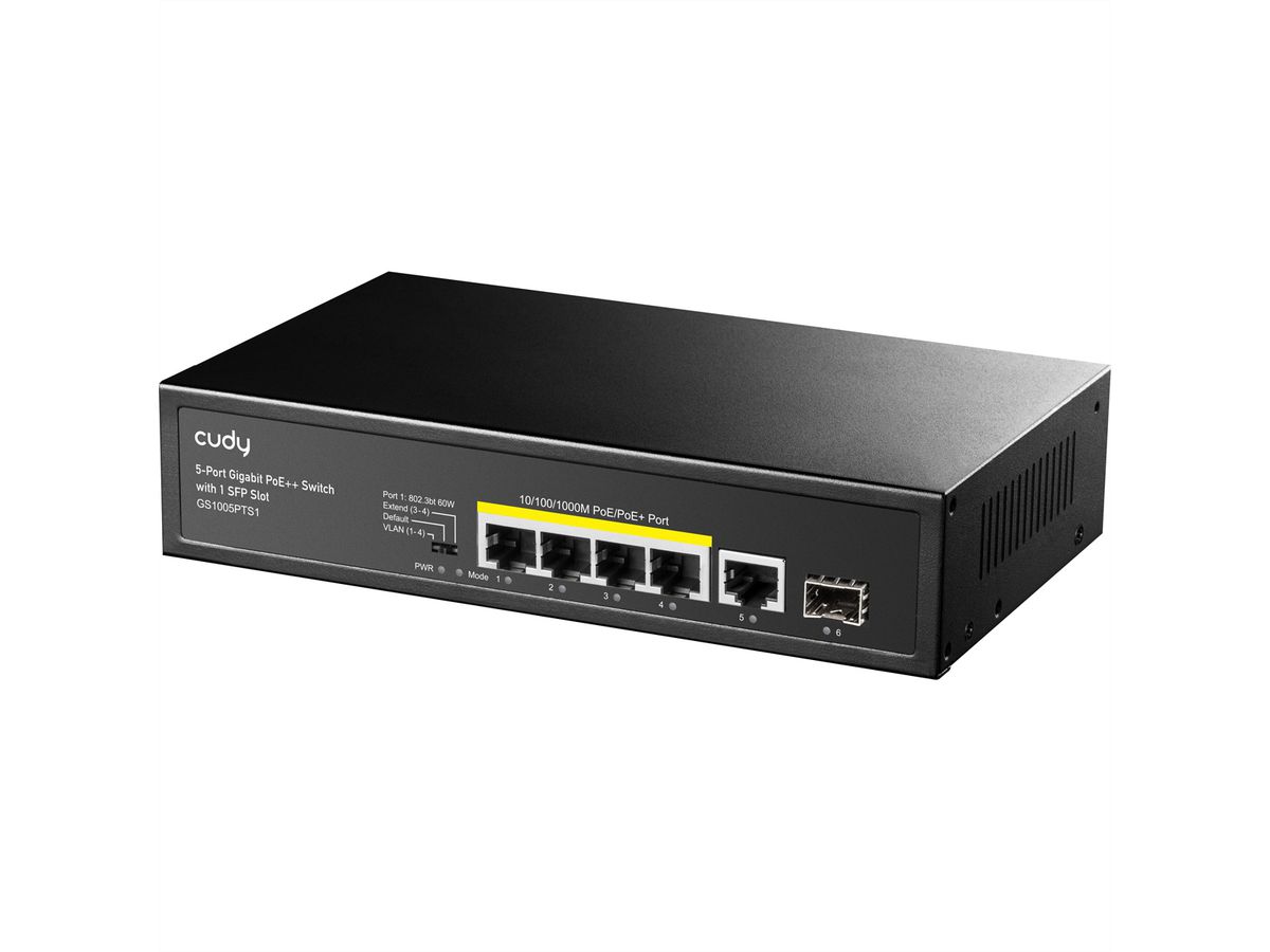 CUDY GS1005PTS1 5-Port Gigabit PoE+ Switch 1 SFP Port 120W