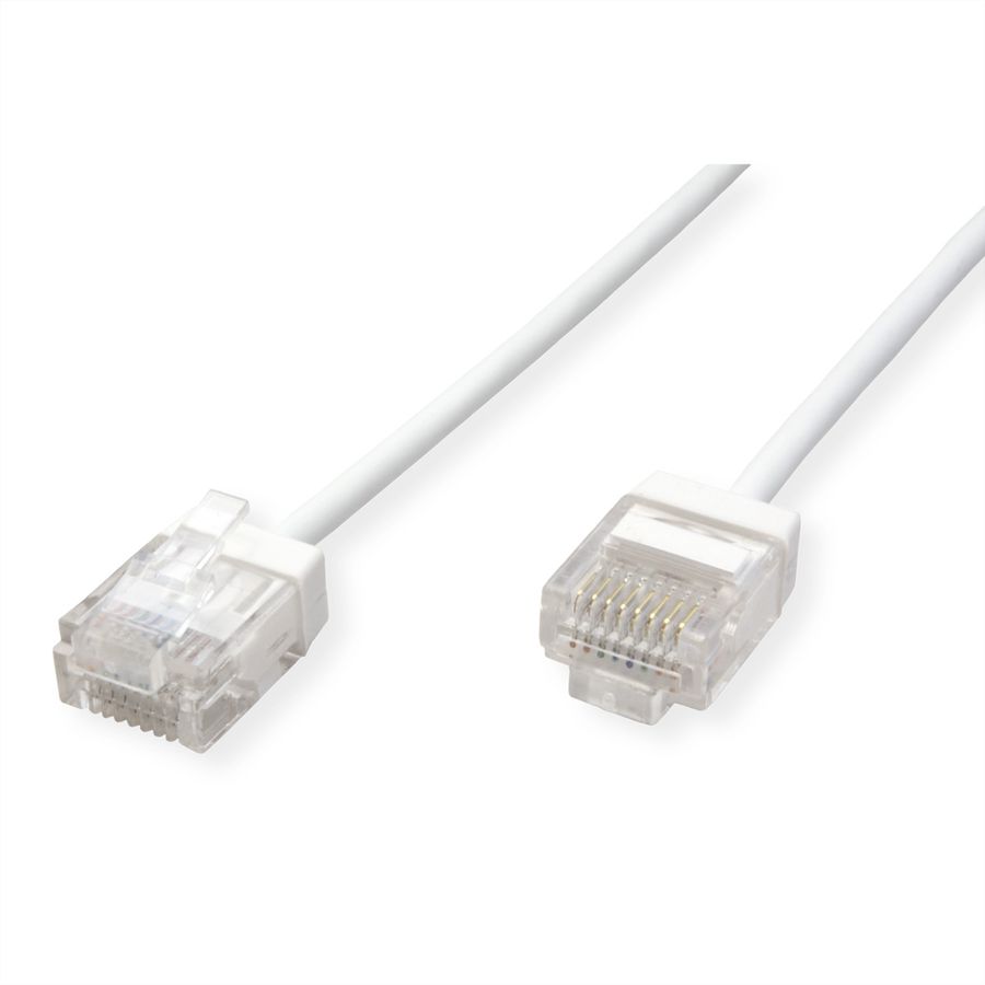 ROLINE UTP DataCenter Patchkabel Cat.6A (Class EA), LSOH, dun, extra korte stekker, wit, 0,5 m