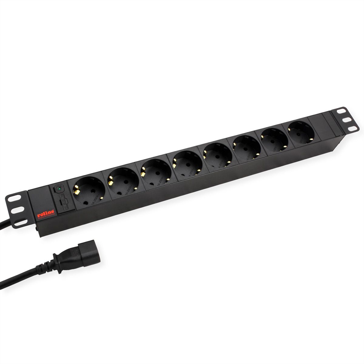 ROLINE 19" PDU for Cabinets 8x 2300W, IEC320 C14 M, black, 2 m