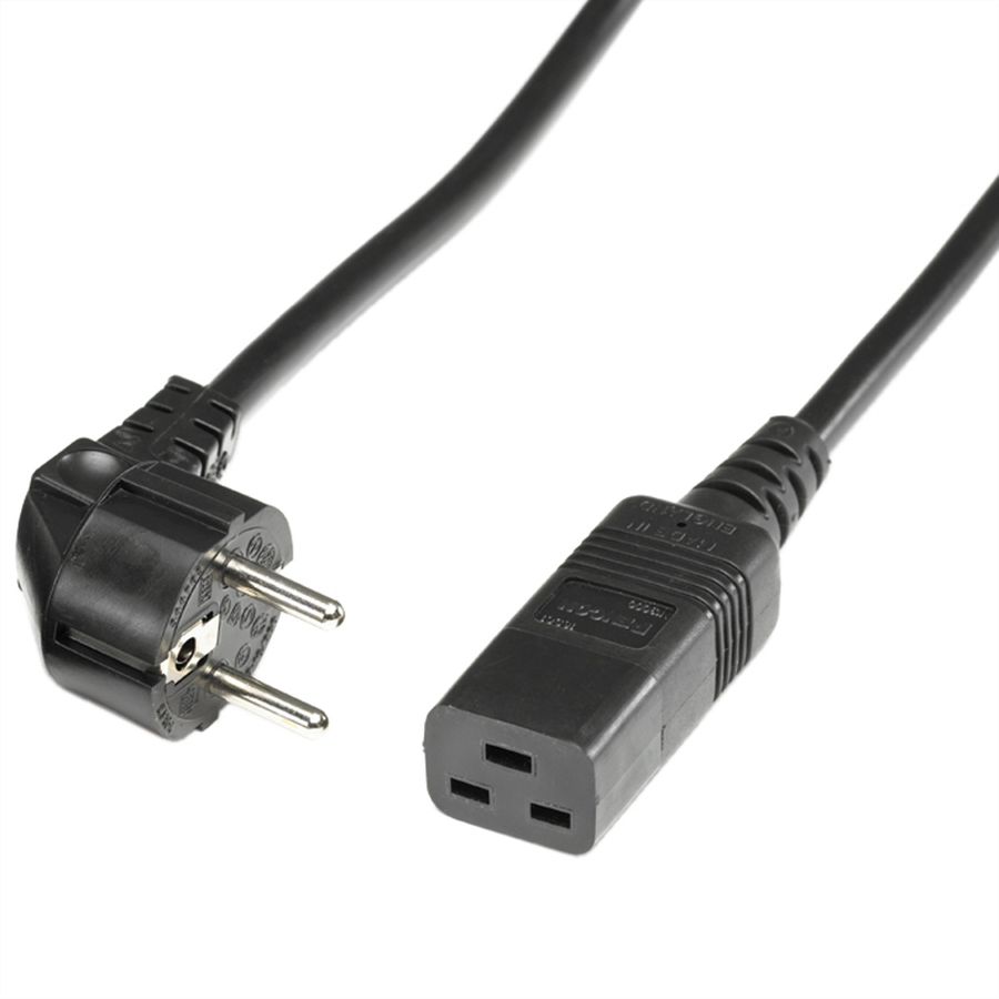 BACHMANN stroomkabel met aardingscontact - IEC320-C19 16A/250V, zwart, 2 m